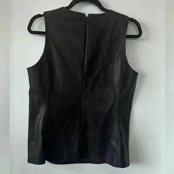 Ann Taylor Faux Leather Bordeaux top - Picture 2 of 5